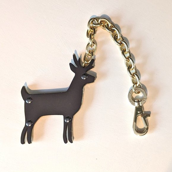 Stella McCartney Le Sportsac Deer Charm Keychain Two faced Gold Brown - Picture 2 of 5